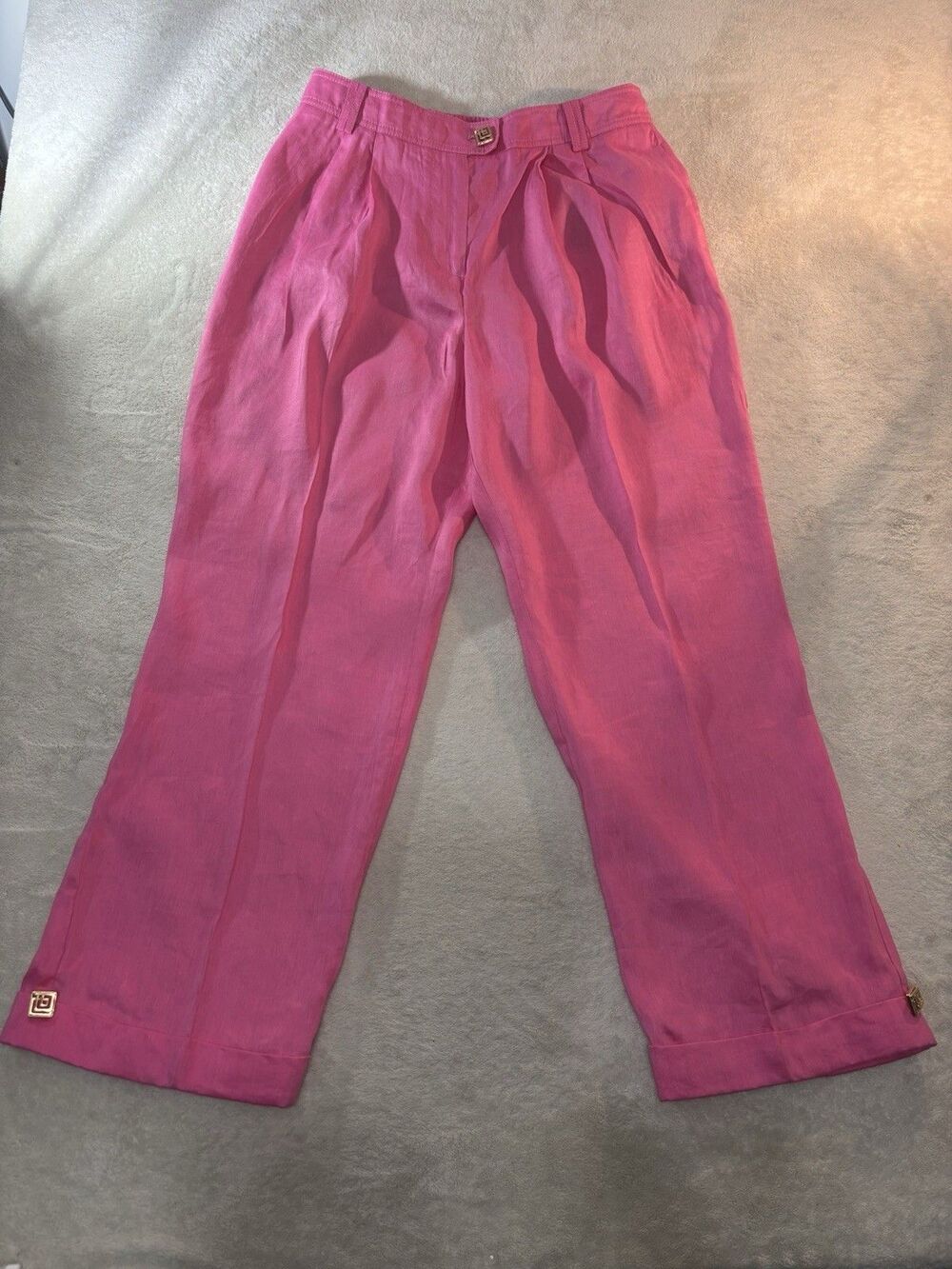 NEW Aje Pants womens 16 Hot Pink Wide Leg Linen Blend High Waist Line Sentiment